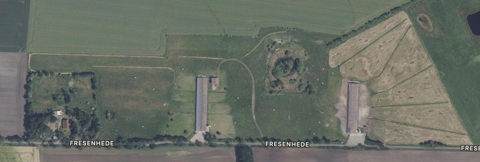Luftbild der Hühnerställe